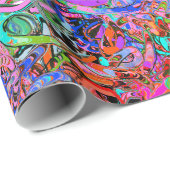 Graffiti met blauw, rood, groen en paars cadeaupapier (Rol Hoek)