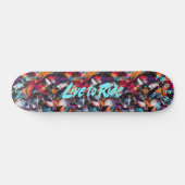 Graffiti met elektrisch blauw 'Live to Ride' Motto Persoonlijk Skateboard (Horizontaal)