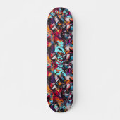 Graffiti met elektrische blauwe tekst en Skater Mo Persoonlijk Skateboard (Voorkant)