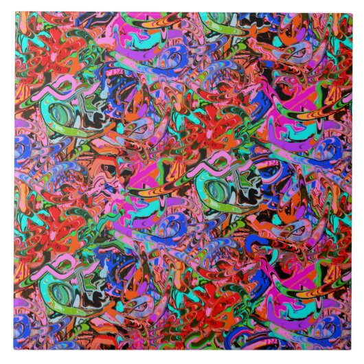 Graffiti met kleurrijke straatstijl tegeltje (Voorkant)