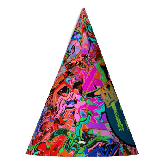 Graffiti met kroon en leeftijd feesthoedjes (Links)