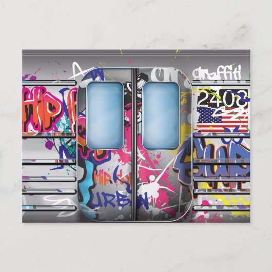 Graffiti Metro Trein Briefkaart (Voorkant)