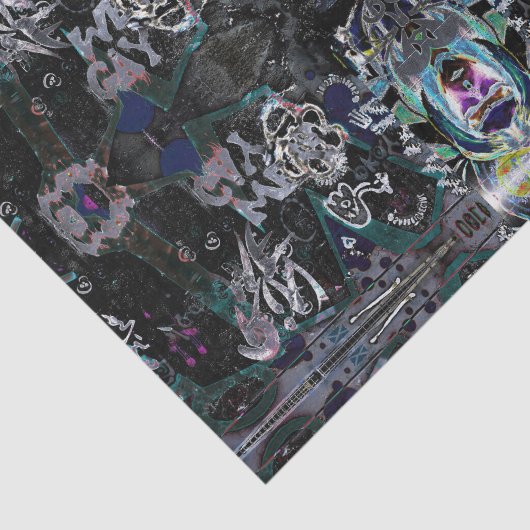 Graffiti modern  zwart wit patroon tissuepapier (Detail)