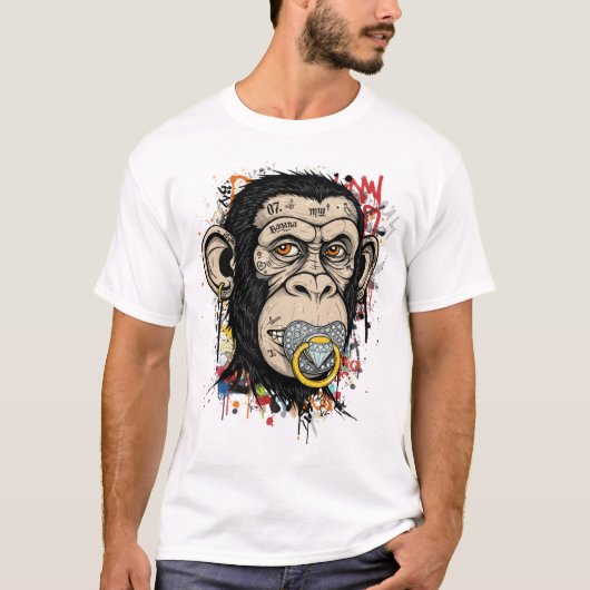 Graffiti Monkey Face Art - Abstracte straatstijl T-shirt (Voorkant)