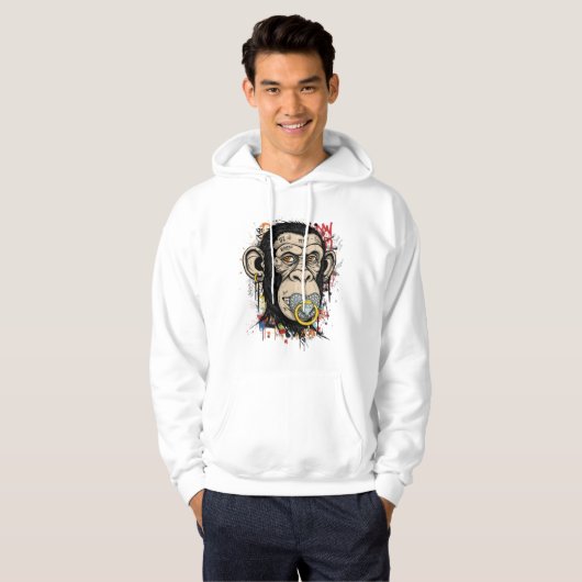 Graffiti Monkey Hoodie – Abstracte straatkunst (Voorkant volledig)