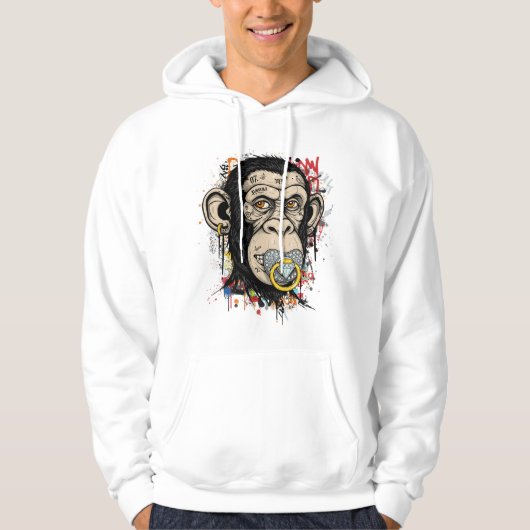 Graffiti Monkey Hoodie – Abstracte straatkunst (Voorkant)