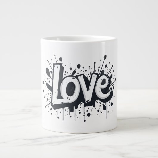 Graffiti Monochrome Love Label Grote Koffiekop (Voorkant)