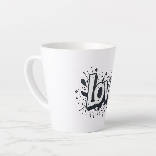 Graffiti Monochrome Love Label Latte Mok (Linkerhoek)