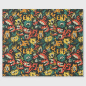 Graffiti Monster Eek Zwart Halloween (1) Cadeaupapier (Vlak)