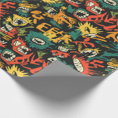 Graffiti Monster Eek Zwart Halloween (1) Cadeaupapier (Hoek)