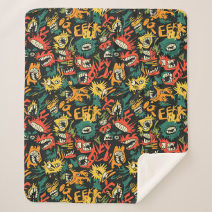 Graffiti Monster Eek Zwart Halloween (1) Sherpa Deken