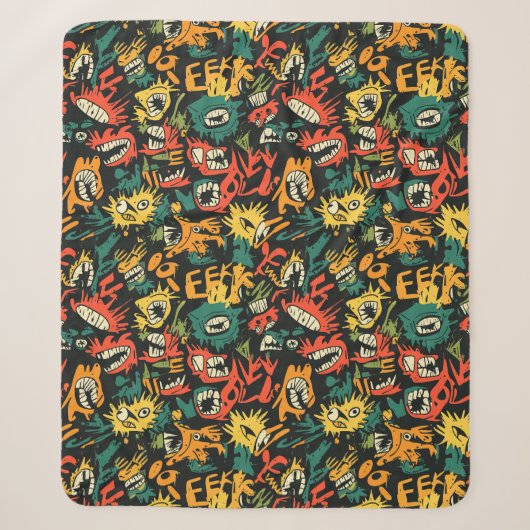Graffiti Monster Eek Zwart Halloween (1) Sherpa Deken (Voorkant)