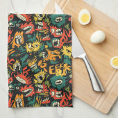 Graffiti Monster Eek Zwart Halloween (1) Theedoek (Quarter Fold)