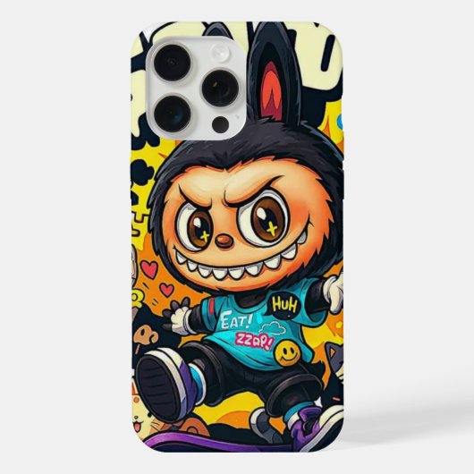 Graffiti Monster Karakter Skateboarding labubu iPhone Hoesje (Achterkant)