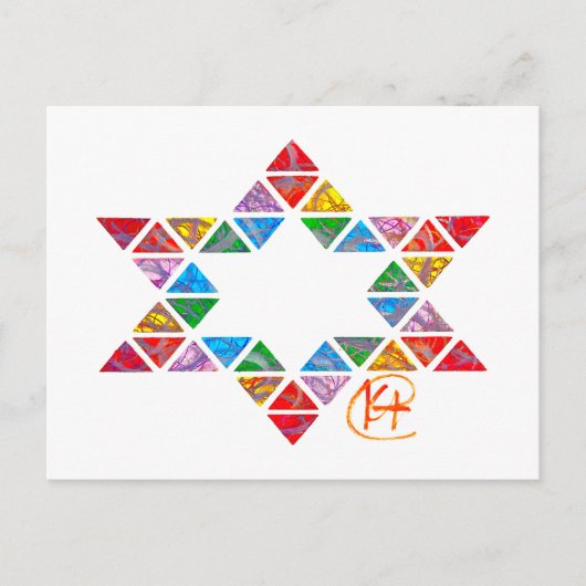 Graffiti Mozaïek Joodse Star Art Briefkaart (Voorkant)