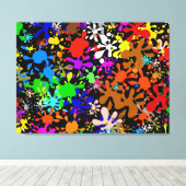 Graffiti Multi Paint Splatter Wallpaper Design Canvas Afdruk (Insitu (Houten vloer))