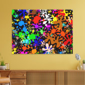 Graffiti Multi Paint Splatter Wallpaper Design Canvas Afdruk (Insitu (Woonkamer))