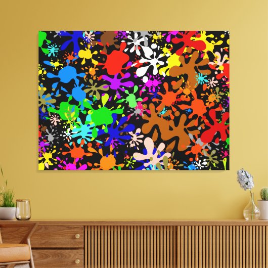 Graffiti Multi Paint Splatter Wallpaper Design Canvas Afdruk (Insitu (Woonkamer))