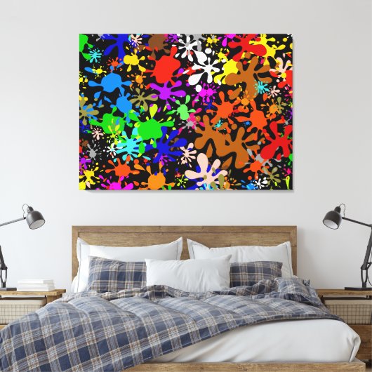 Graffiti Multi Paint Splatter Wallpaper Design Canvas Afdruk (Insitu (Slaapkamer))