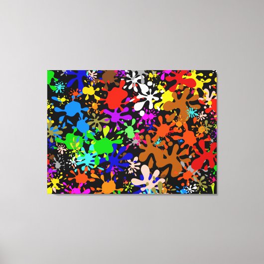 Graffiti Multi Paint Splatter Wallpaper Design Canvas Afdruk (Voorkant)