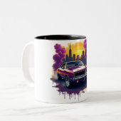 Graffiti Muscle Car Tweekleurige Koffiemok (Voorkant links)