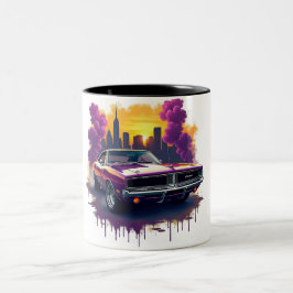 Graffiti Muscle Car Tweekleurige Koffiemok