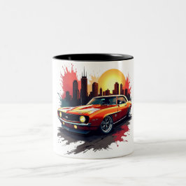 Graffiti Muscle Car Tweekleurige Koffiemok