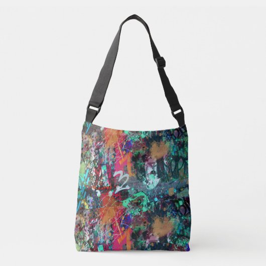 Graffiti-muur en spuitverf crossbody tas (Voorkant)
