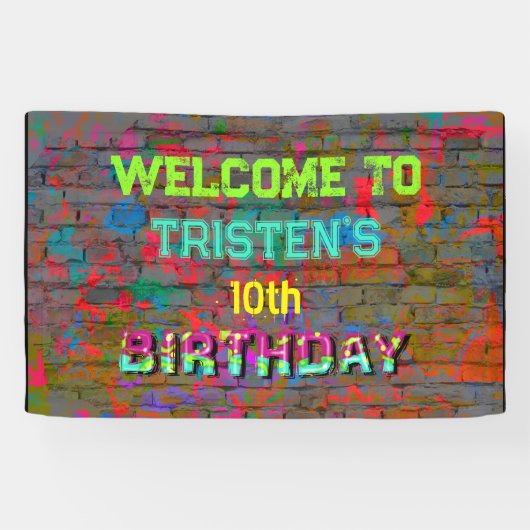 Graffiti muur verjaardag spandoek (Horizontaal)