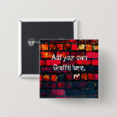 Graffiti muur. vierkante button 5,1 cm (Voorkant /achterkant)
