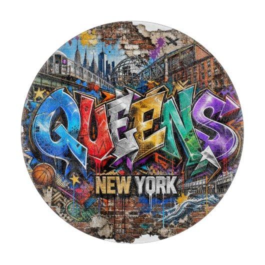 Graffiti-muurkunst in Queens New York Snijplank (Voorkant)