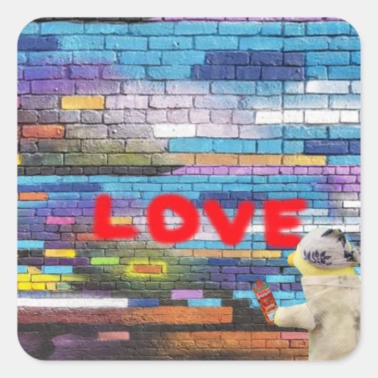 Graffiti-muurkunst met liefde. vierkante sticker (Voorkant)