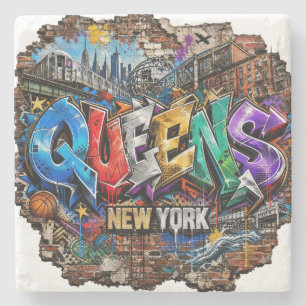 Graffiti Muurkunst Queens New York Stenen Onderzetter