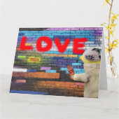 Graffiti-muurkunst van Love. Kaart (Gele Bloem)