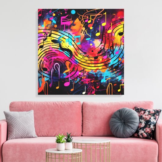 Graffiti muzieknoten Canvas Art (Insitu (Woonkamer))