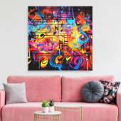 Graffiti muzieknoten Canvas Art (Insitu (Woonkamer))