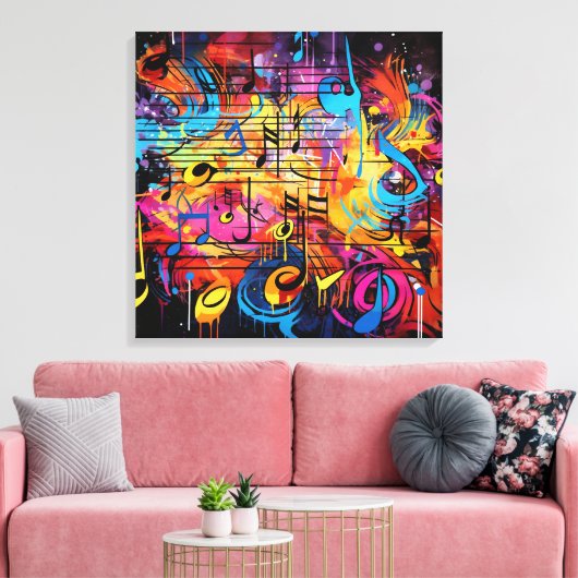 Graffiti muzieknoten Canvas Art (Insitu (Woonkamer))