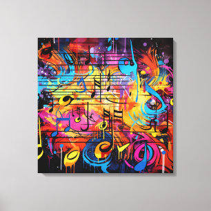 Graffiti muzieknoten Canvas Art Afdruk