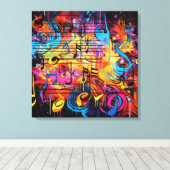 Graffiti muzieknoten Canvas Art Afdruk (Insitu (Houten vloer))