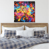 Graffiti muzieknoten Canvas Art Afdruk (Insitu (Slaapkamer))