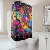 Graffiti muzieknoten douchegordijn (In situ)