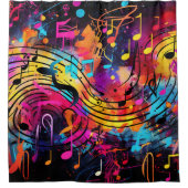 Graffiti muzieknoten douchegordijn (Voorkant)