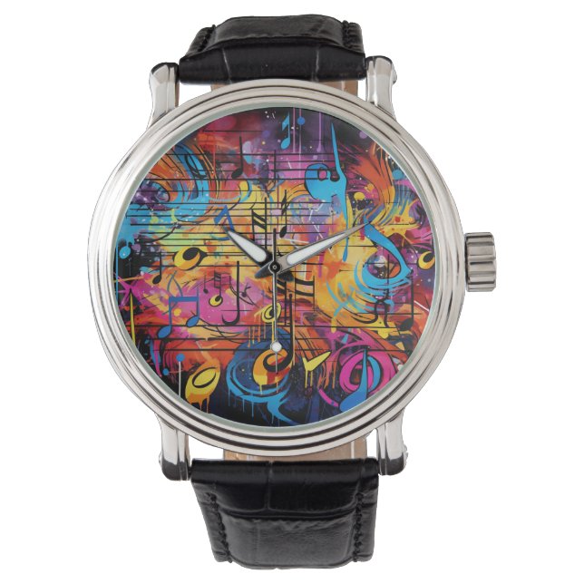 Graffiti muzieknoten horloge (Voorkant)