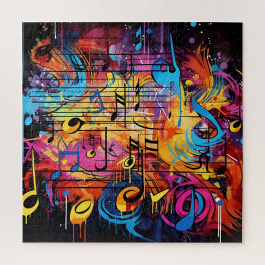 Graffiti muzieknoten puzzel (Verticaal)