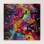 Graffiti muzieknoten puzzel legpuzzel (Horizontaal)