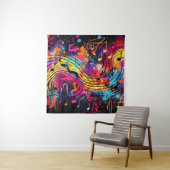 Graffiti Muzieknoten Tapestry Wandkleed (In situ)