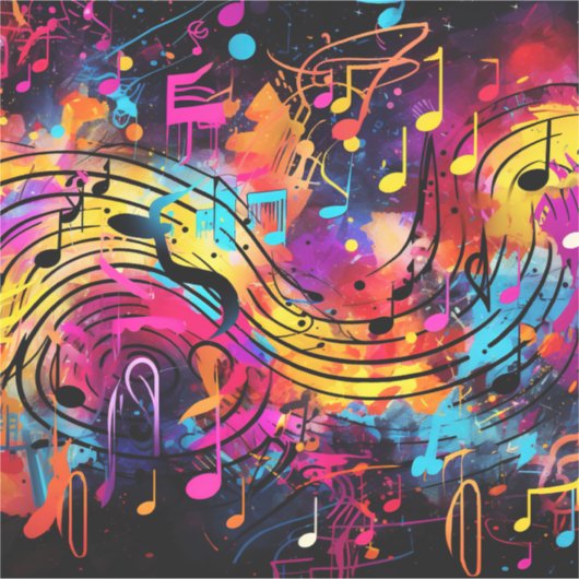 Graffiti muzieknoten Vinyl Sticker (Voorkant)