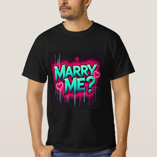Graffiti Neon Marry Me Mannen Tshirt (Voorkant)