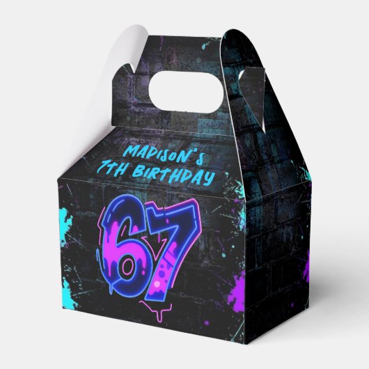 Graffiti Neon Six Seven Birthday Favor Box Bedankdoosjes (Voorkant Zijde)
