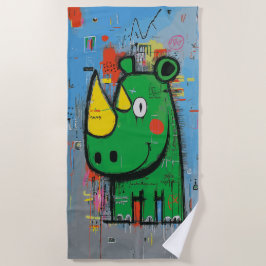 Graffiti Neushoorn Street Art Karakter Strandlaken